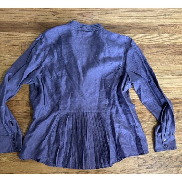 Coldwater Creek Button Up Sz 1X Purple Ruffled Neck Cottagecore Dark Academia - Picture 11 of 11